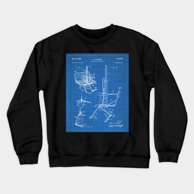 Skiing Patent - Ski Chalet Ski Fan Art - Blueprint Crewneck Sweatshirt by patentpress